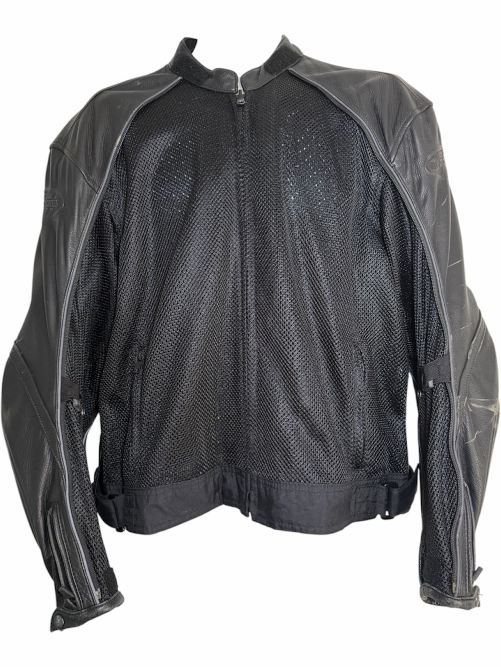 Joe Rocket Men’s XL Black Leather Motorcycle Jacket Mesh Armored Biker Racing